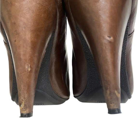 COACH Annika Brown Leather Slip On Pointed Toe Heeled Comfort Ankle Boot… - Picture 9 of 9